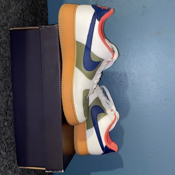 Nike Other - NIKE AIR FORCES GREEN AND WHITE WITH RED TRIM.